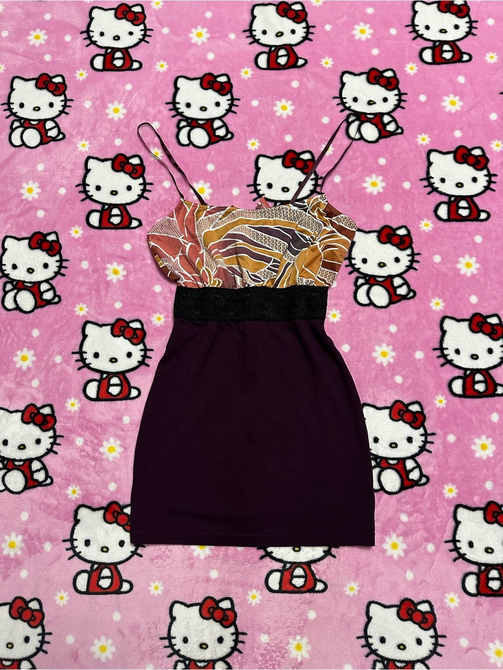 Free People Mixed-Print Mini Dress in Purple and Multi